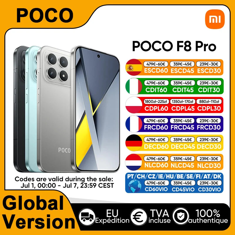 Global Version POCO F8 Pro 5G Smartphone Snapdragon® 8 Elite 6.59" Eye-care AMOLED display 6210mAh 100W HyperCharge IP68 NFC Main image