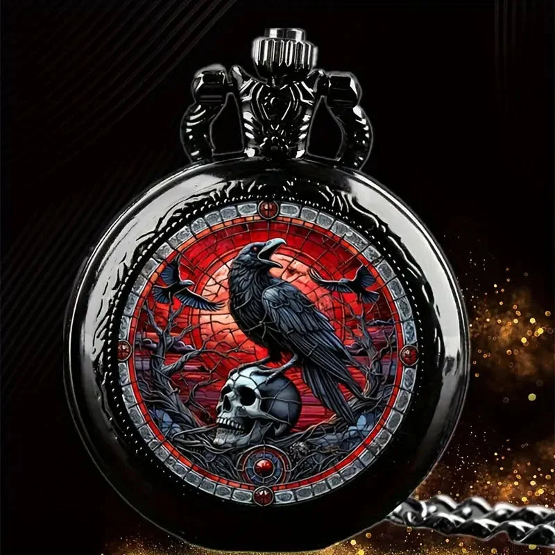 Colorful Pattern Medium Pocket Watch Retro Flip Decoration Necklace Watch Personalized Trend Male Female Student Quartz 2050 Image principale du produit