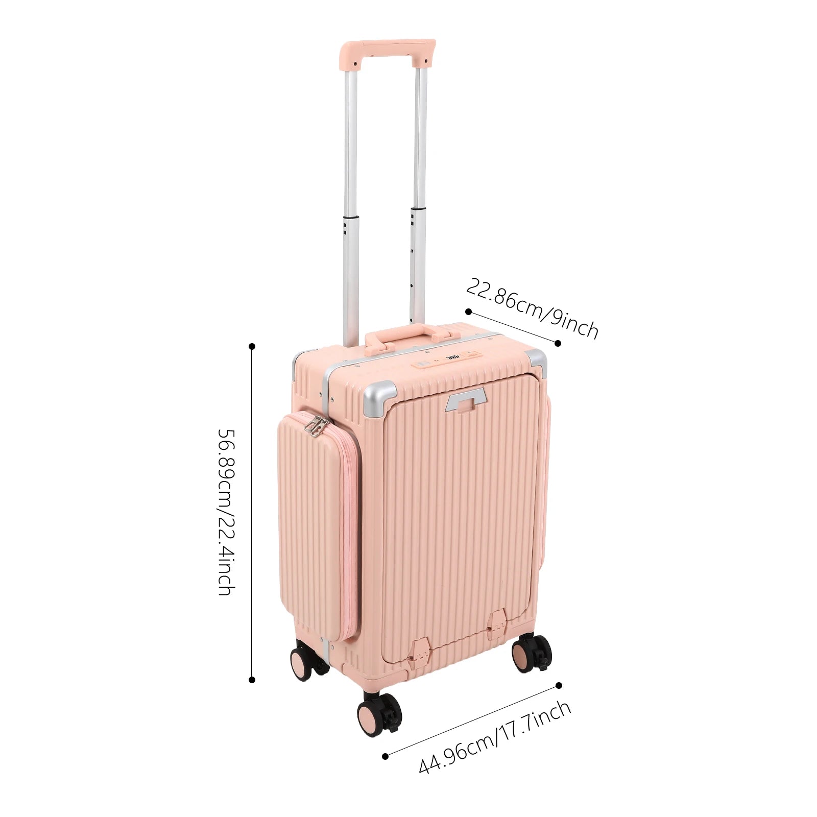 Modern 20in PC Luggage Suitcase Aluminum Alloy Hard Shell Travel Suitcase with 4 Wheels 3-open Structure for Trips