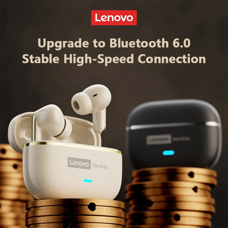 Choice Lenovo LE208 Wireless Leather Earphones Bluetooth 6.0 ENC Earphones Noise Reduction Headphone Low Latency Gaming Headset