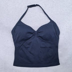Adjustable Sports Strappy Top Women Backless Gym Top Built in Bra Yoga Clothing Sleeveless Shirts Workout Outfits Tank Top