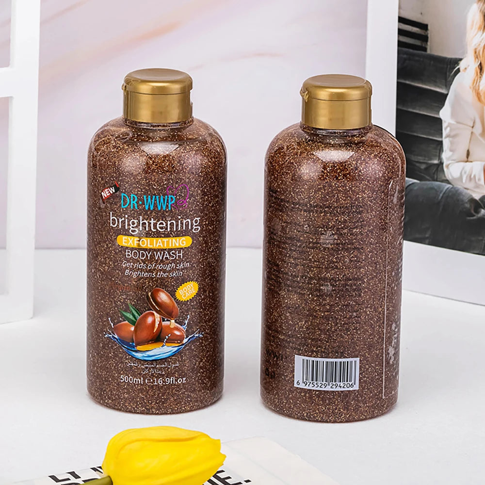500ml Rose Kojic Acid Lavender Shower Gel Deep Cleansing Brighten Skin Scrub Body Wash Exfoliator Body Care Fragrance Skincare