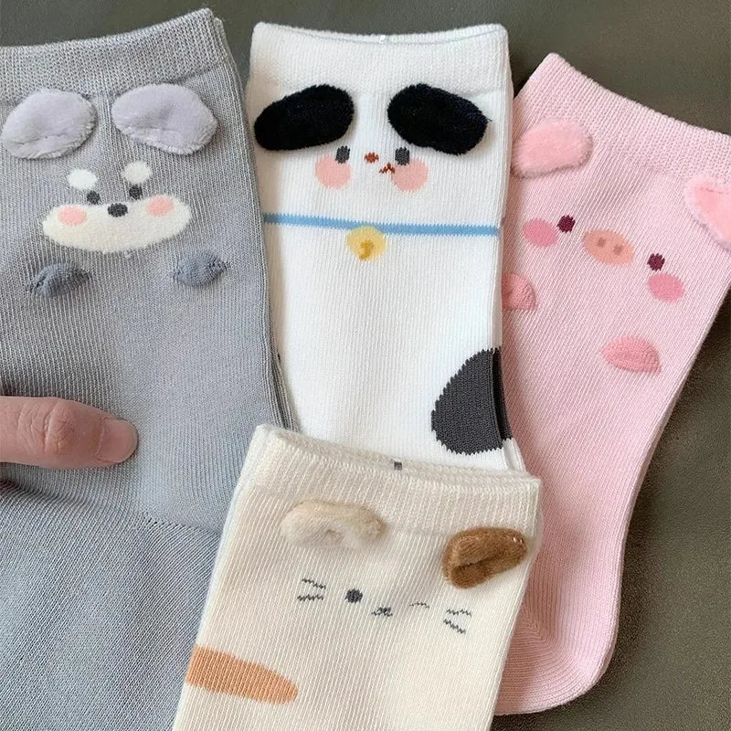 Fashion Sweet Cute 3D Animal Ears Pig Hosiery Winter Warm Cartoon Socks for Children Harajuku Cotton Soft Home Floor Sock