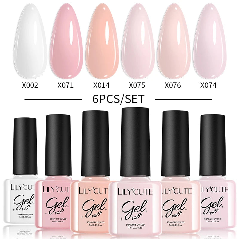 LILYCUTE Nail Gel Polish Set Pink Green Spring DIY Nail Art Design Long Lasting Soak Off UV Gel Manicure Painting Gel Vernis Kit