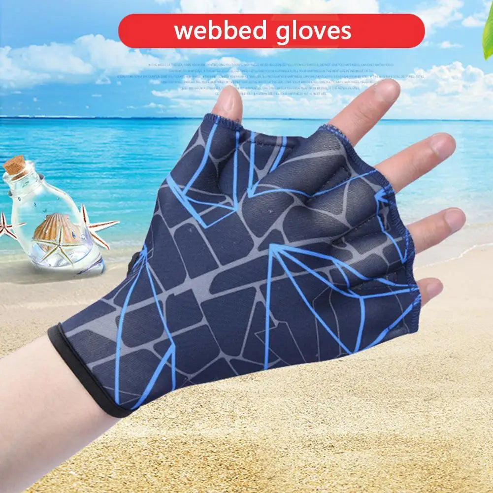 2x Swimming Hand Fins Flippers Finger Webbed Women Men Paddle Water Sport Gloves for Swimming Training Mittens Image principale du produit