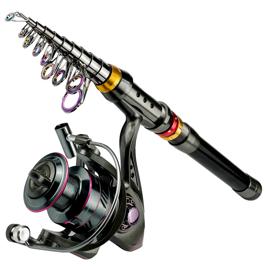 1.8-3.6m Carbon Fiber Fishing Rod And Reel Combo Super Hard Telescopic Fishing Pole Spinning Reel Kit Max Resistance 3-8kg Pesca