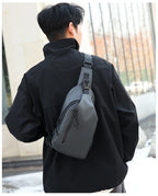 Men Bag Fashion New Solid Color Men Chest Bag Outdoor Casual Fashion One Shoulder Crossbody Bag Nylon USB Charging Shoulder Bags