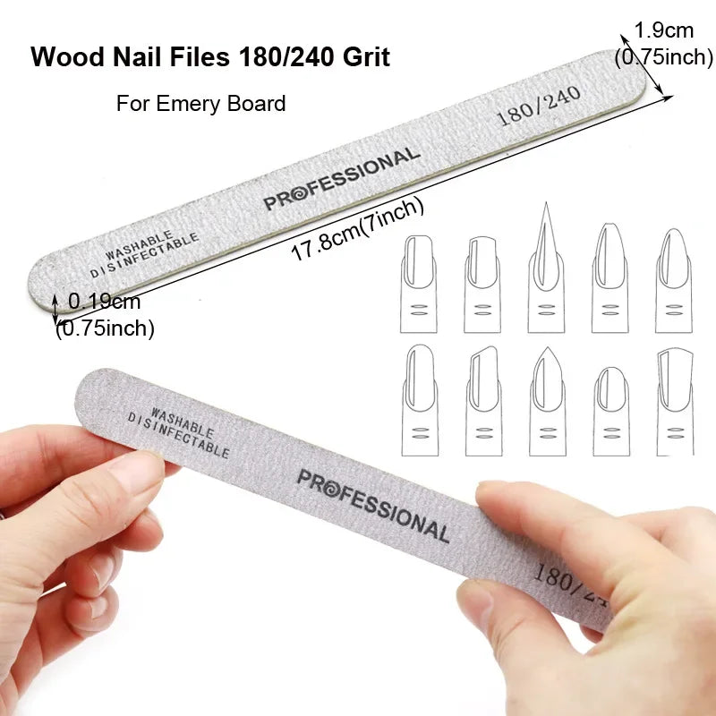 8pcs Nail Files Set 100\180 Nail Sanding Buffer Professional Manicure Files Makeup Pedicure Brushes Tool Extension Kits