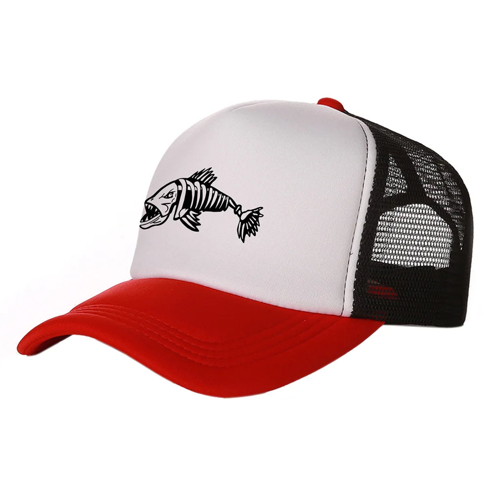 Men Outdoor Fishing Cap Fishing Hat Trucker Caps Hunting Has Fish Bones Snapback Hat MZ-495 Image principale du produit