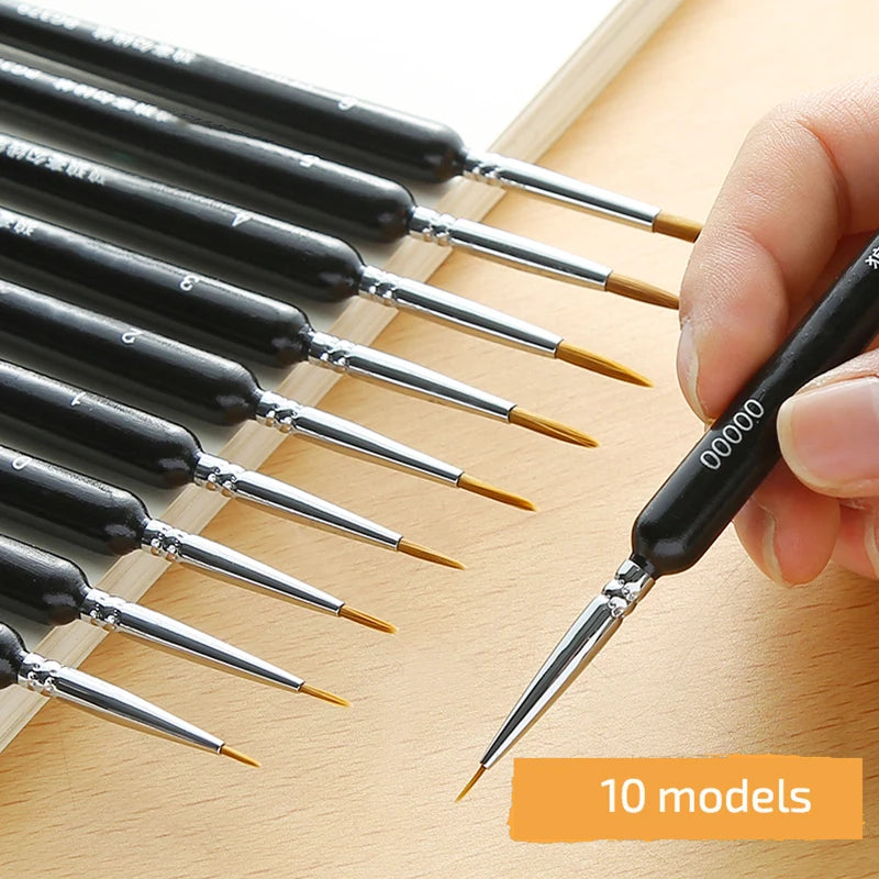 4/5/10pcs Miniature Hook Line Pen art painting brushes weasel hair paint brush gouache watercolor oil paint artists Hand Painted Image principale du produit