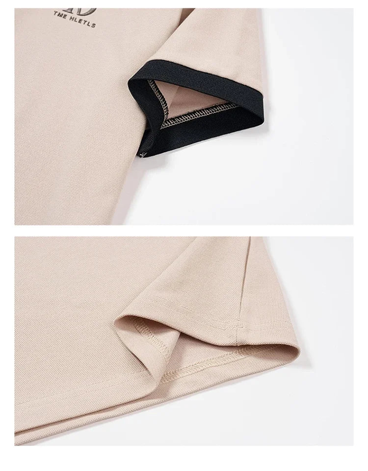 Summer men's POLO shirt fashionable ice silk quick drying short sleeved T-shirt solid color loose fitting business collar top