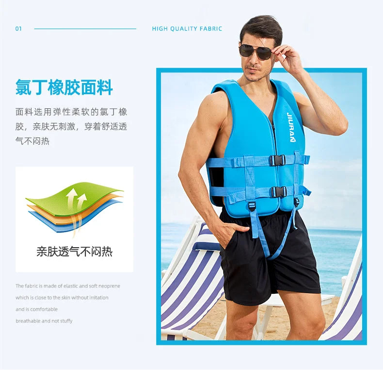 Neoprene Life Jacket for Adult Children New Water Sport Buoyancy Jacket Life Vest Swimming Boating Skiing Driving Vest Drifting