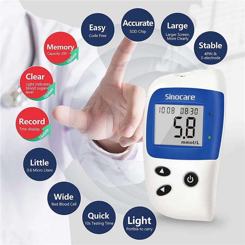 Sinocare Safe Accu2 Blood Glucose Meter Blood Sugar Test Kit Diabetes Home Glucometer with 50pcs Strips or only strips Secondary image
