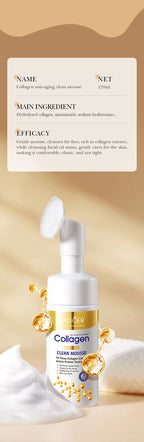 SADOER Collagen Facial Cleanser Mousse Deep Cleansing Skincare Moisturizing Firming Face Wash Foam Cleanser Skin Care Products