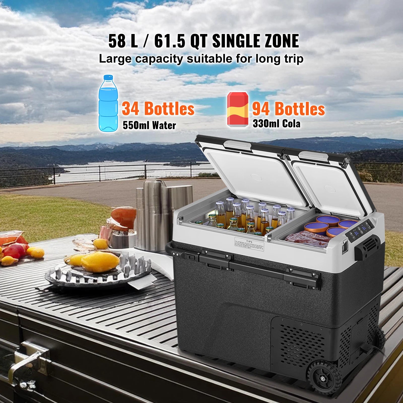 SucceBuy 58 L Portable Car Refrigerator Car Refrigerator Fridge Dual Zone Portable Freezer Compressor Cooler for Home, Outdoor