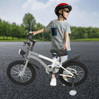 16 Inch Children's Bicycle Carbon Steel Mountain Bike with Auxiliary Wheels & LED Light for 5-8 Years Old,Height Adjustable,60Kg