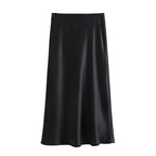 ETJ 2025  Women's spring new elegant fashion all-in-one stretch high-waisted A-line silk satin sag skirt multi-color option