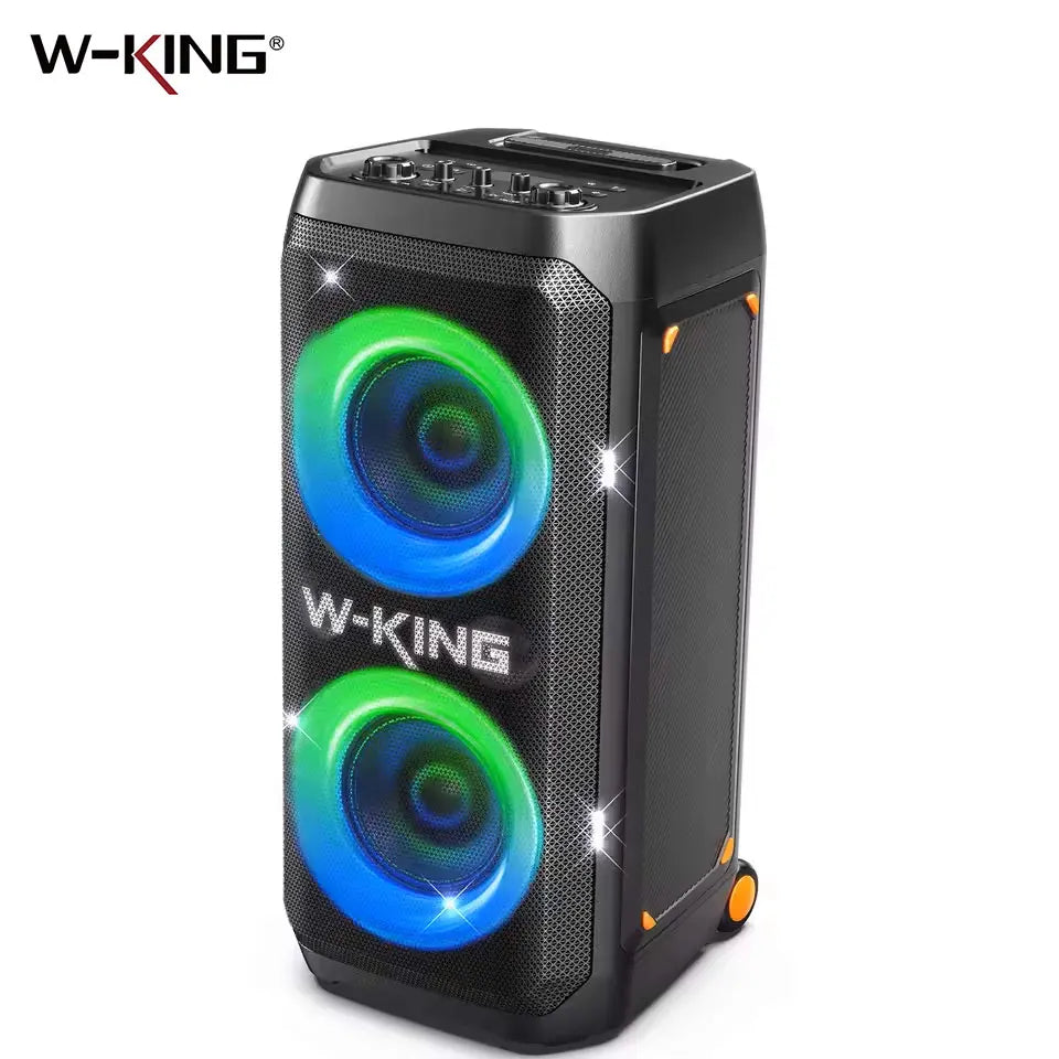 W-KING T12 Tragbare Bluetooth-Lautsprecher-Box mit 370W MAX Pro Sound, Lichtshow, CSB, Bass Boost, Rollen und Teleskopgriff Image principale du produit