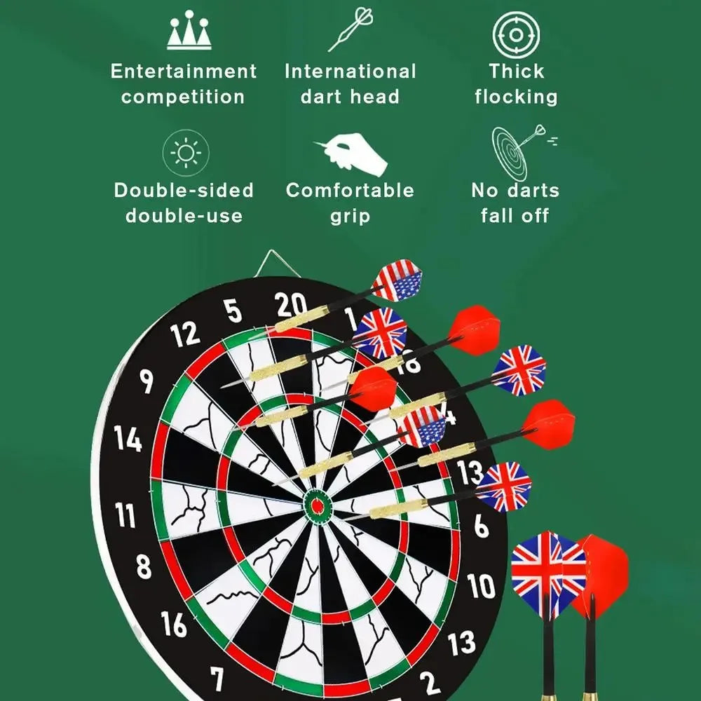 Pro Flocking Dartboard 15-Inch Tournament Indoor Hanging Target Game with 6 Darts - Stable Board for Christmas Birthday Parties