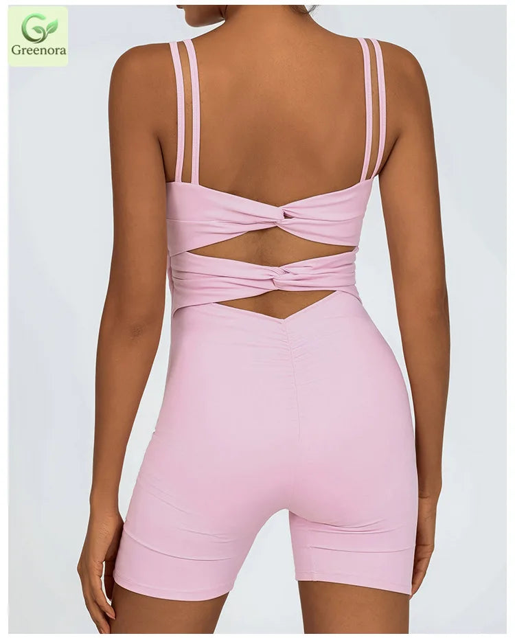 Greenora Women's Workout Romper Sexy Backless Yoga Jumpsuit Slim Fit Bodysuit Fitness Activewear Sleeveless Sportswear One Piece Main image