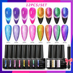 10/12PCS/SET Cat Magnetic Gel Nail Polish Set 9D Reflective Glitter Gel Semi Permanent UV Gel Soak Off Sparkling Nail Art Kits
