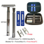 Shavcooo Glide Pro 4D Stainless Steel Safety Razor Eco-friendly Dual Half Shaving Shaver for Men Women Gift kit with Travel Box