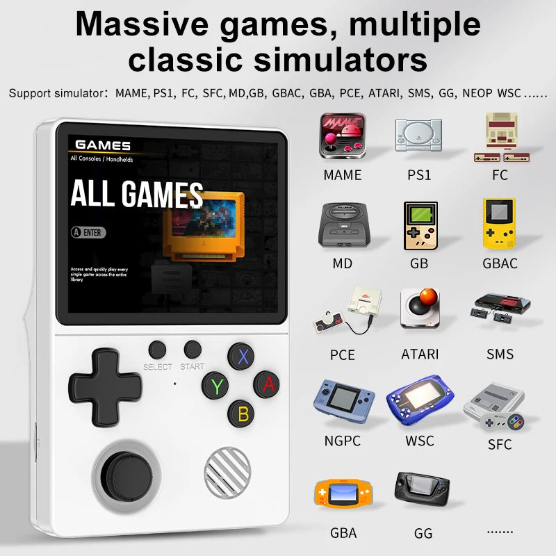 Newly Handheld Game Console with Multi-Platform Operation Support, HD IPS Screen, 3D Joystick, Ergonomic Game Console GB350