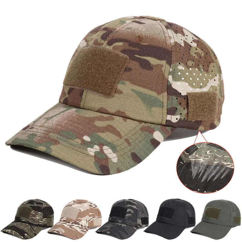 1pcs New Men Camouflage Baseball Cap Breathable Sunscreen Hat Outdoor Sports Hunting Hiking Camping Beach Fishing Sun Hat Image principale du produit