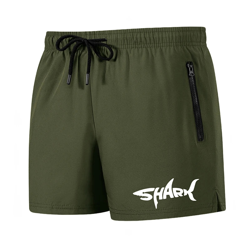 Shark Graphic Men's Board Shorts Summer Casual Beach Shorts with Mesh Liner Zipper Pockets Quick Dry Swim Trunks Bathing Suit
