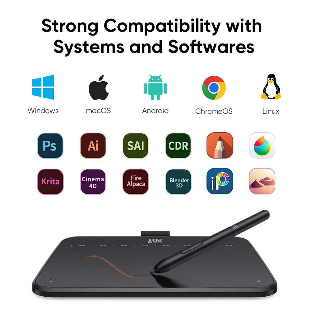 XPPen Deco 640 Graphics Pen Tablet 16384 Pressure Level 60°  Tilt Support 8 shortcut keys for PC Android Game osu