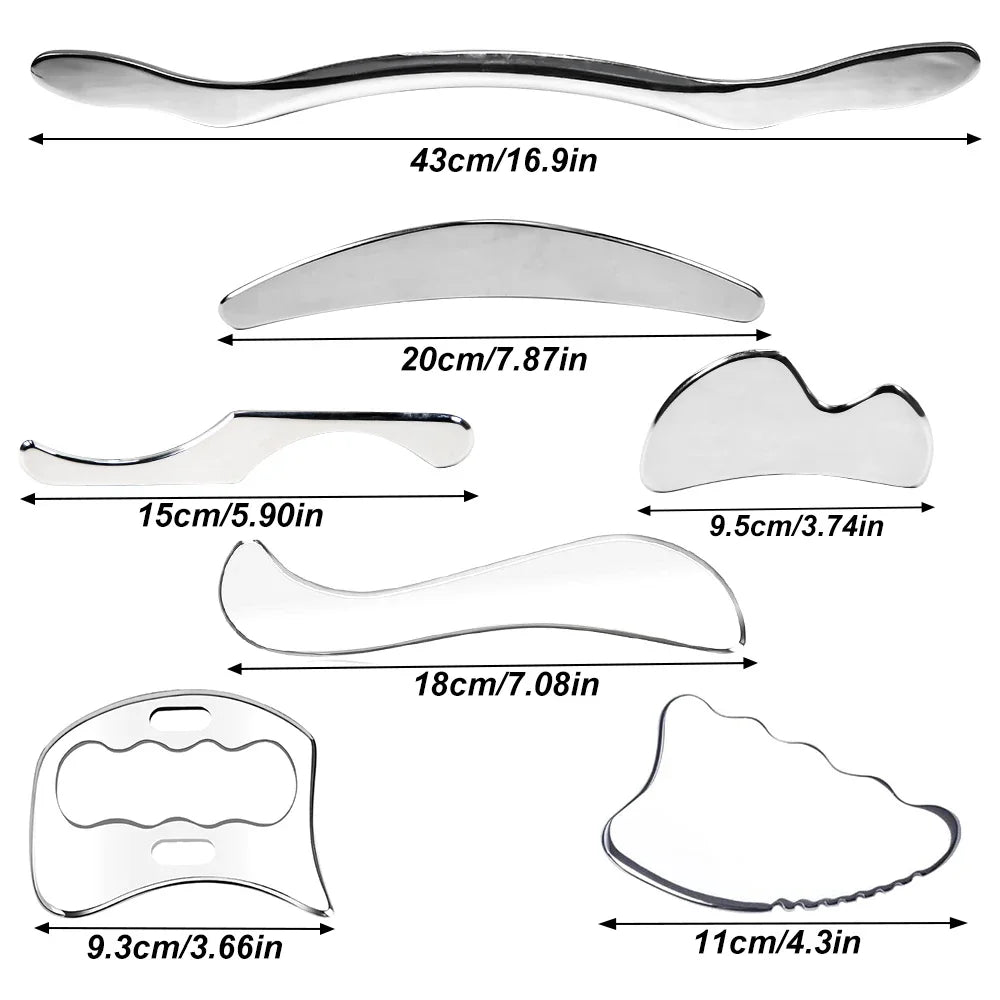 1/4/5/7pcs Stainless Steel Gua Sha Scraping Massage Tool Set IASTM Tools Great Soft Tissue Mobilization Tool
