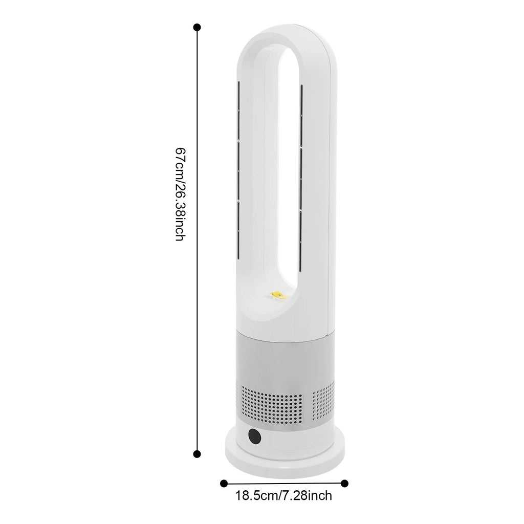 Cooling & Heating Bladeless Fan 220V W/ Timer Remote Control 8 Wind Speed Home Silent  Air Conditioner Heater LED Display