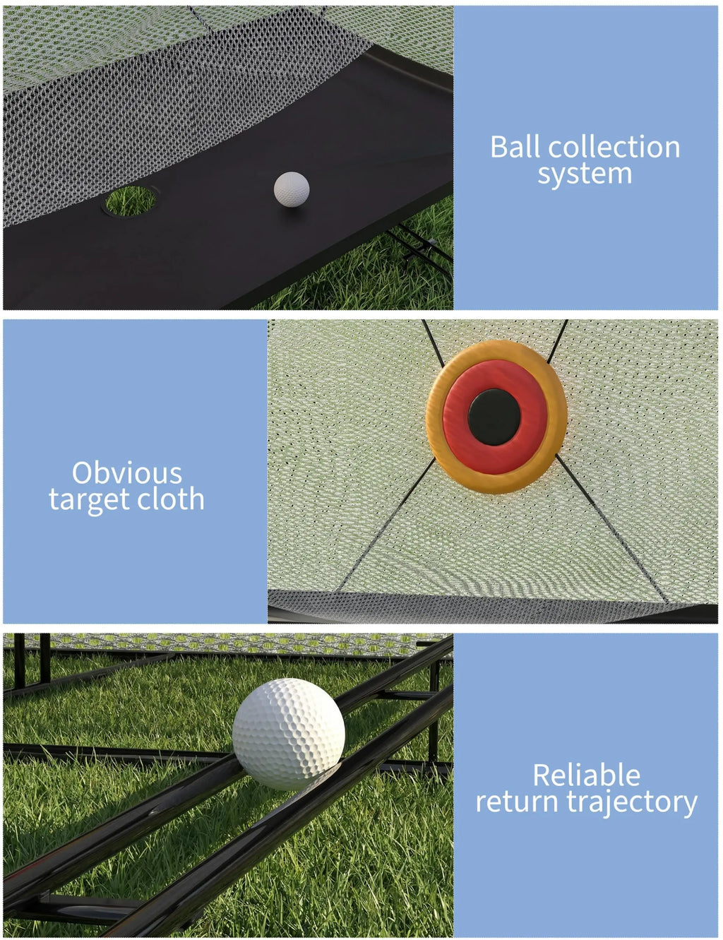 3x2.4m Golf Practice Net Automatic Ball Return Heavy Duty Hitting Net With Noise Reduction Target For Indoor Garden Training