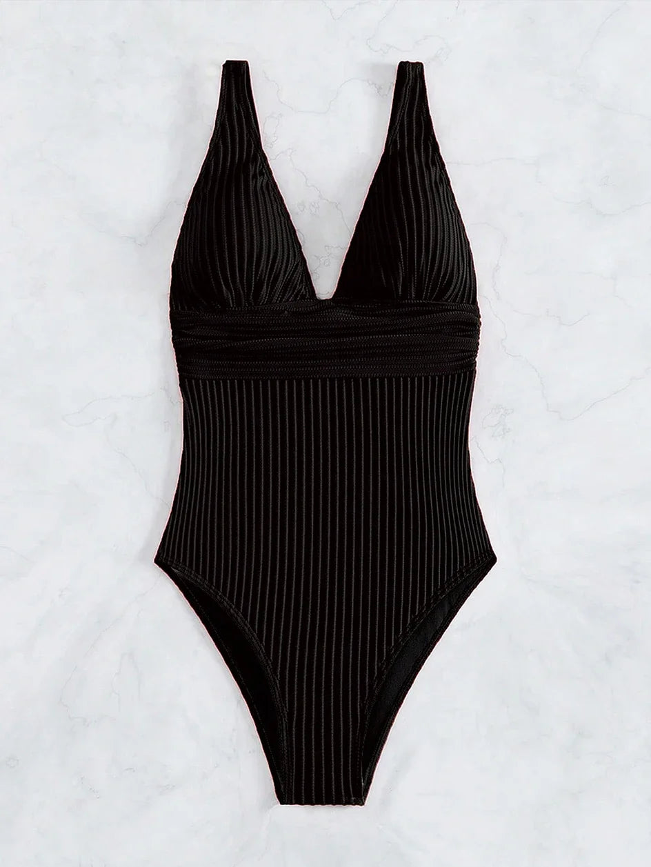 Deep V One Piece Swimsuit Women 2024 Push Up Swimwear Female Sexy Summer Beachwear Swim for Bathing Suits Micro Korean Monokini