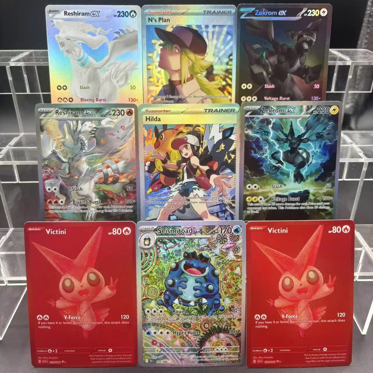 DIY PTCG Collection Cards Zekrom Reshiram ex Victini Seismitoad Self Made Single Card Classic Game Anime Card Gift Toy Main image