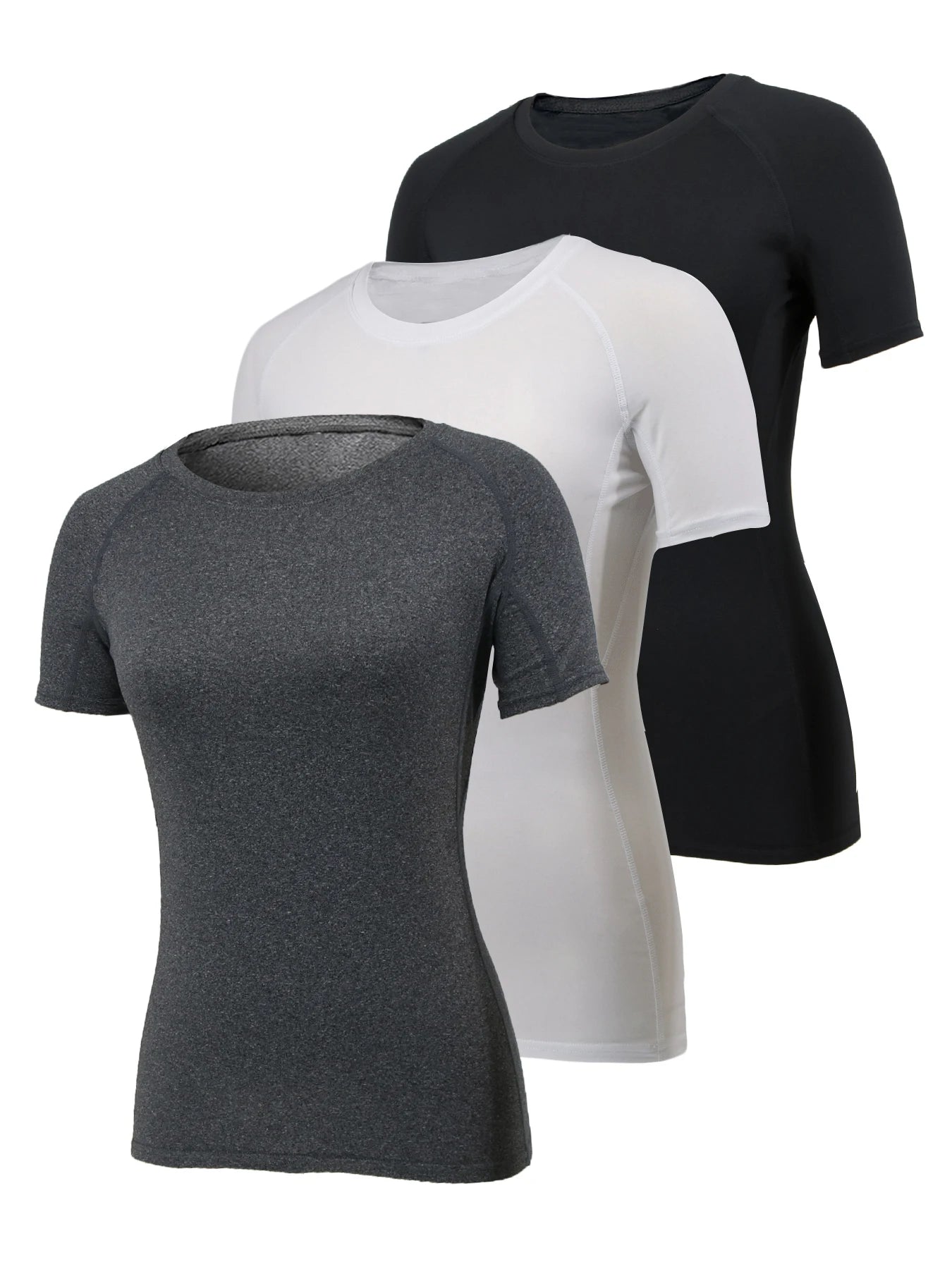 Women's Compression Shirt Short Sleeve Athletic Yoga Running T-Shirt Summer Gym Workout Quick Dry Stretchy Tees Tops Baselayer Image principale du produit