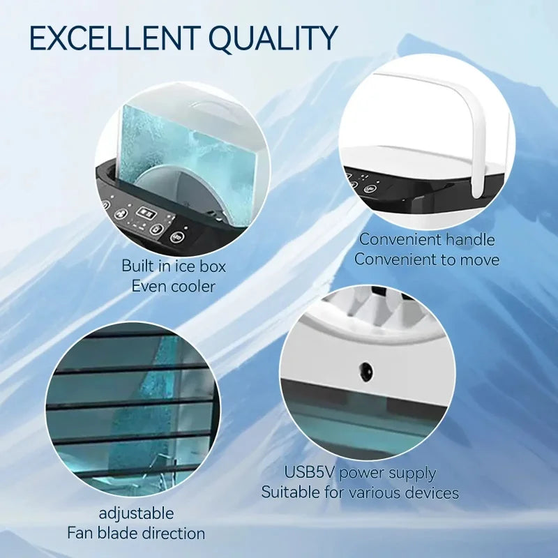 Compact Air Conditioner Fan Mini Evaporative Cooler with Ice Box & Large Water Tank USB Personal Cooler for Bedroom Secondary image