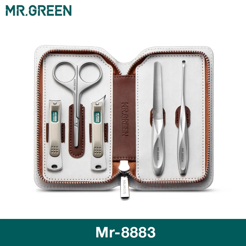 MR.GREEN Premium Manicure Set Professional-Grade Stainless Tools with Clean Lines & Travel-Ready Design Portable Case