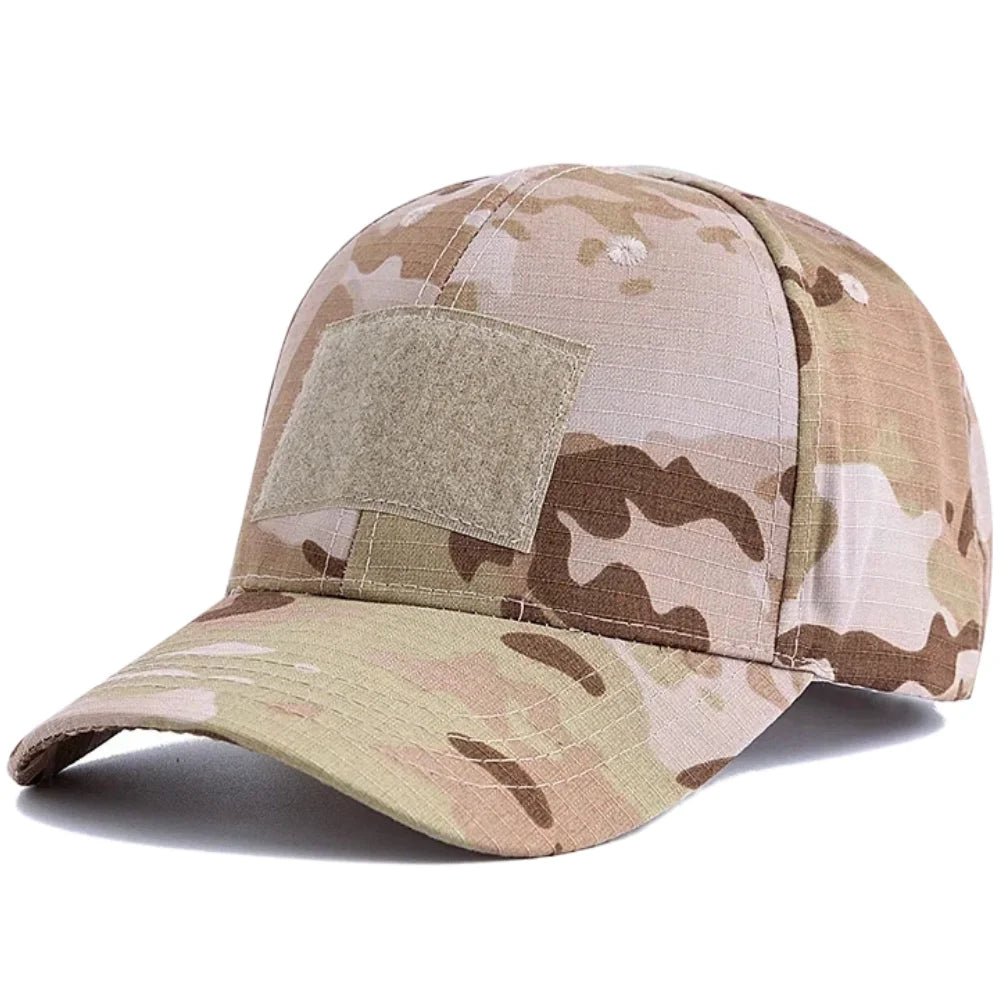 Men's Camouflage Tactical Baseball Cap With 3 Velcro Patches Military Camouflage Hat Cap For Outdoor Jugle Fishing Hiking Caps