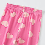 2/4 Pcs Children's Mix And Match Love Printed Leggings Girls Casual Joker Slim 9 Pants Fashion Elastic Waist Valentine's Day Pan