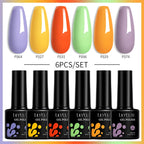 LILYCUTE 7ML 6PCS Neon Gel Nail Polish Set fluorescent Series Color Changing Semi Permanent Soak Off Manicure kit Nail Art Gel
