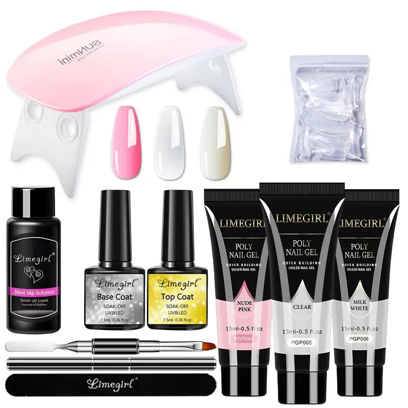 limegirl 15ml Extension Nail Gel Set 6W LED Lamp Full Manicure Set Finger Extend Mold Nail Kit All For Quick Extension Tool Kit