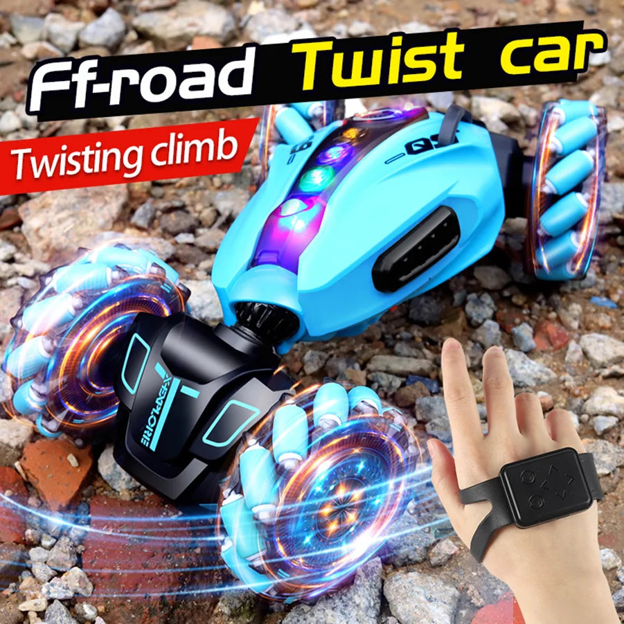 4WD RC Drift Car With Music Led Lights 2.4G Gesture Radio Remote Control Spray Stunt Car 360° Rotating Climbing Car Toys Gift