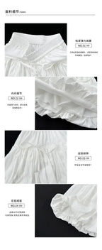 Sweet Bow Pleated Fluffy Skirts for Women Summer Korean Style Elastic Waist Lantern Skirt Woman Loose White A-Line Short Skirts