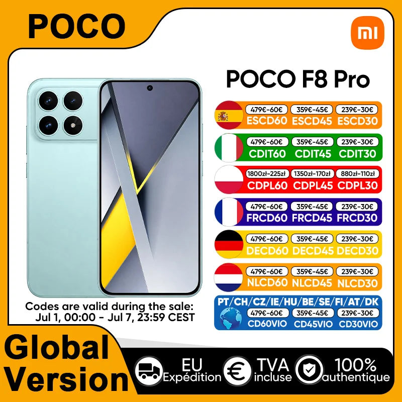 POCO F8 Pro 5G Global Version Smartphone Snapdragon® 8 Elite 6.59" Eye-care AMOLED Display 100W HyperCharge 6210mAh IP68 NFC Main image