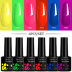 LILYCUTE 7ML 6PCS Neon Gel Nail Polish Set fluorescent Series Color Changing Semi Permanent Soak Off Manicure kit Nail Art Gel