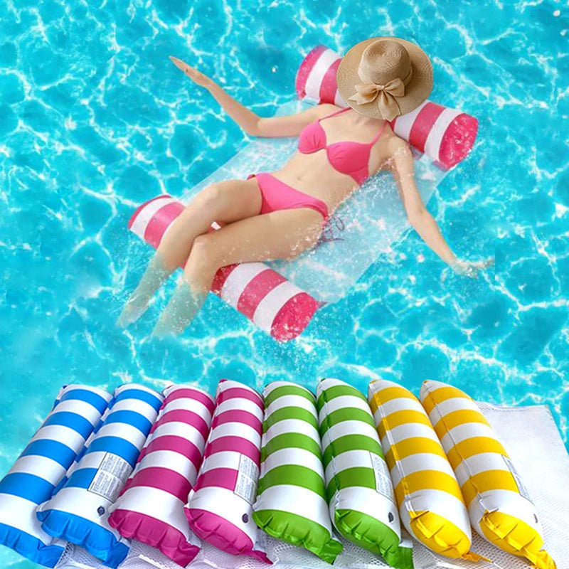 Summer Swim Inflatable Floating Water Mattresses Hammock Stripe Lounge Chairs Pool Water Sports Toys Floating Mat Pool Toys Kids Image principale du produit
