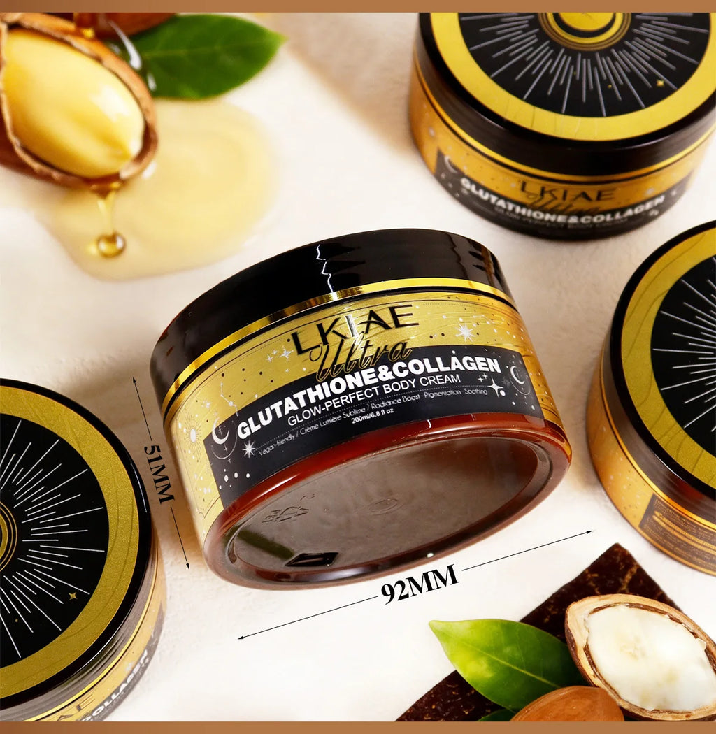 LKIAE Ultra Glutathione Collagen Skin Glowing Body Cream, 24-Hour Intense Hydration, Brightening, Deep Nourish & Glow, 200ml