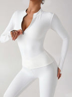 Women's Long Sleeve T-Shirt Half Zip Running Top Quick Dry Breathable Athletic Tee Gym Workout Yoga Pullover Blouse