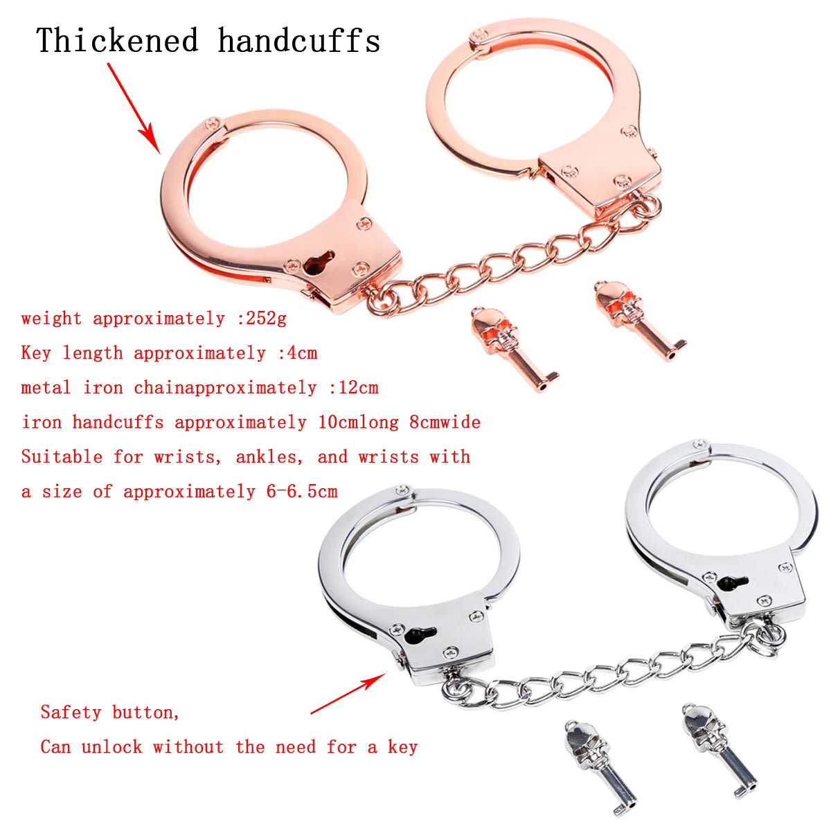 DUTRIEUX Stainless Steel Handcuffs Adjustable Fetish Restraints BDSM Bondage Alloy Lock Hand Ankle Cuffs Set Sex Toys For Couple Secondary image